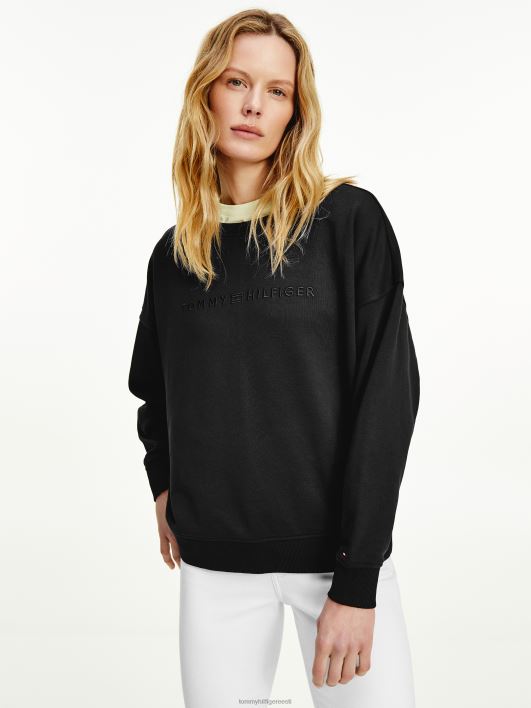 ülisuures toonis tikandiga dressipluus RJV622661 must Tommy Hilfiger