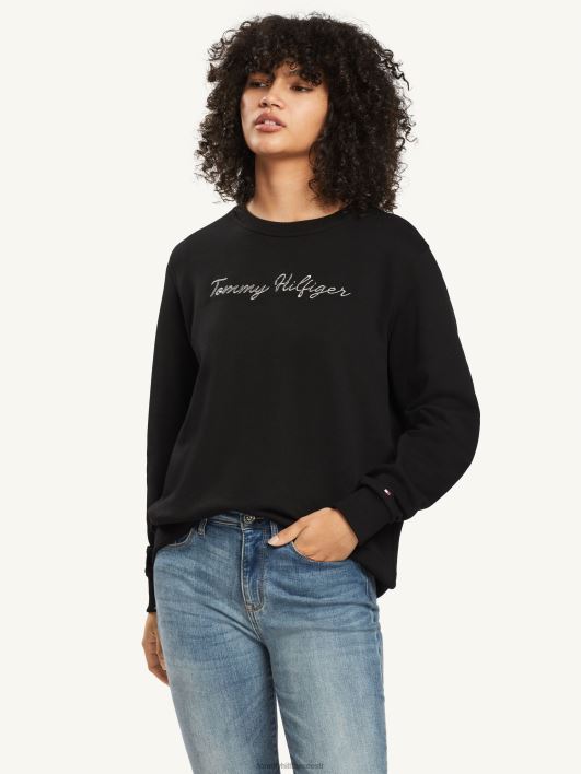 meeskonnakaelusega skriptiga dressipluus RJV622655 must Tommy Hilfiger