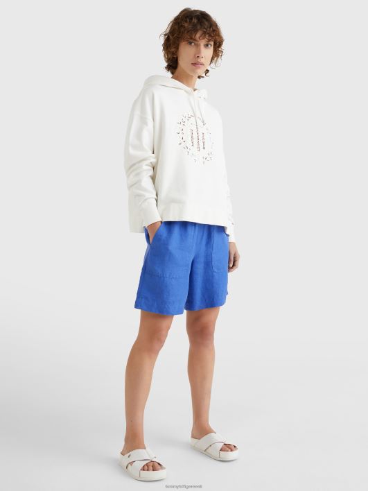 monogrammi aplikatsiooniga lõdvestunud kapuuts RJV622628 ekru Tommy Hilfiger