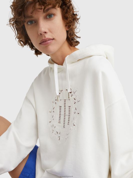 monogrammi aplikatsiooniga lõdvestunud kapuuts RJV622628 ekru Tommy Hilfiger