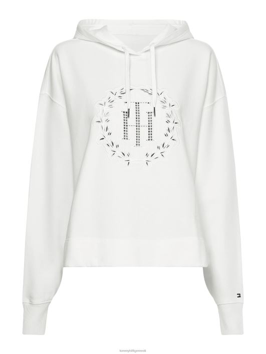 monogrammi aplikatsiooniga lõdvestunud kapuuts RJV622628 ekru Tommy Hilfiger