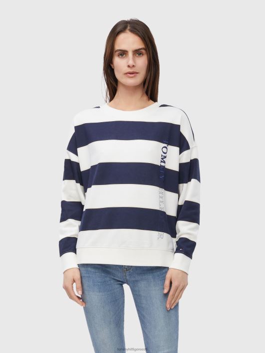 ragbi avatud dressipluus RJV622596 ragbi triip horisontaalne/kõrbetaevas ecru Tommy Hilfiger