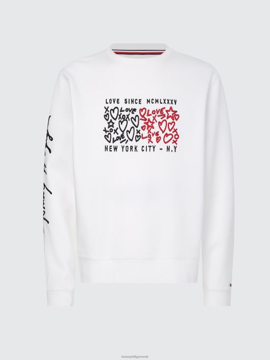 südameprintimise kaelusega kampsun RJV622600 valge Tommy Hilfiger