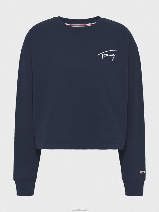 taaskasutatud signatuurilogoga kärbitud dressipluus RJV622555 hämar merevägi Tommy Hilfiger