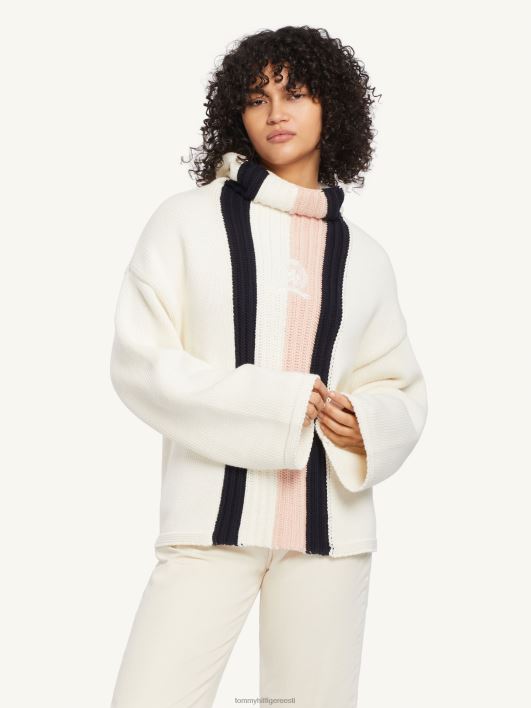 triibuline kõrge kaelusega kampsun RJV622646 elevandiluust Tommy Hilfiger