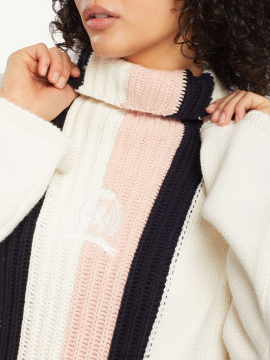 triibuline kõrge kaelusega kampsun RJV622646 elevandiluust Tommy Hilfiger