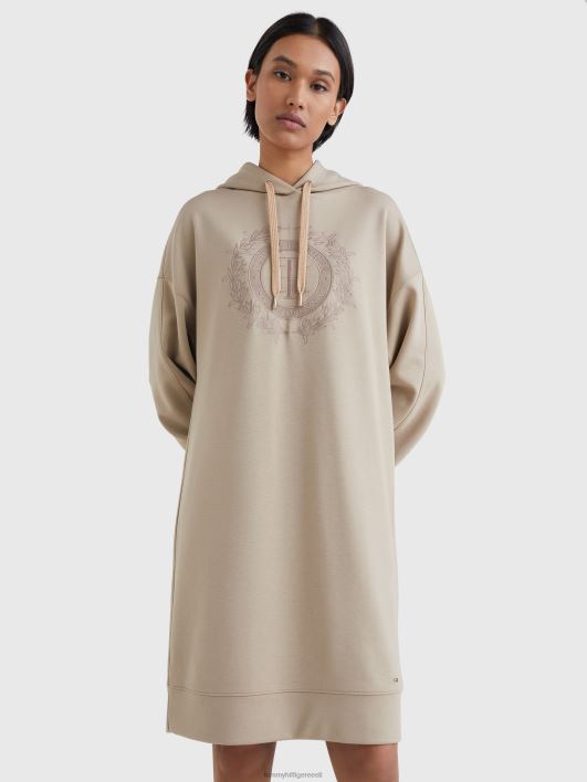 harjaga lõdvestunud kapuutsiga kleit RJV622103 beež Tommy Hilfiger