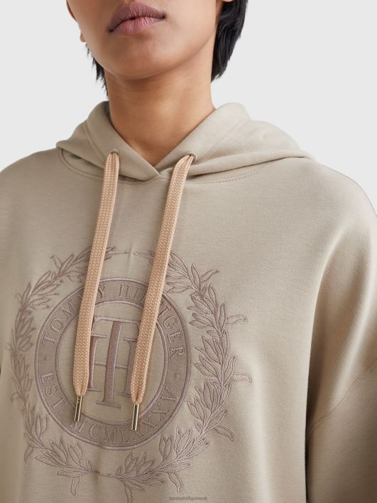 harjaga lõdvestunud kapuutsiga kleit RJV622103 beež Tommy Hilfiger