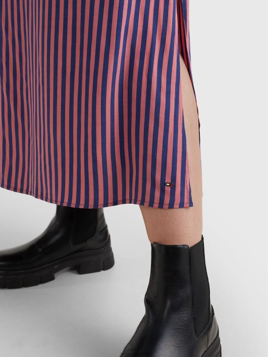 kõvera viskoostriibuga särkkleit RJV622073 pankuritriip/inglise roosa/sinine tint Tommy Hilfiger