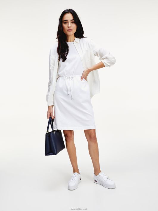 lahe lühike kaelusega kleit RJV622102 valge Tommy Hilfiger