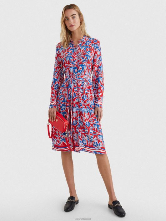 sallimustriga lõdvestunud särkkleit RJV622113 saare sall punane Tommy Hilfiger