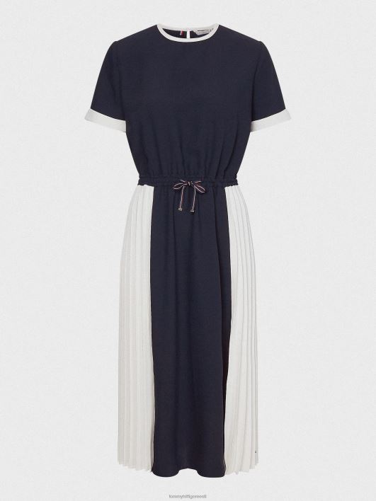 värviblokeeritud plisseeritud midi kleit RJV622114 kõrbetaevas/värviplokk Tommy Hilfiger