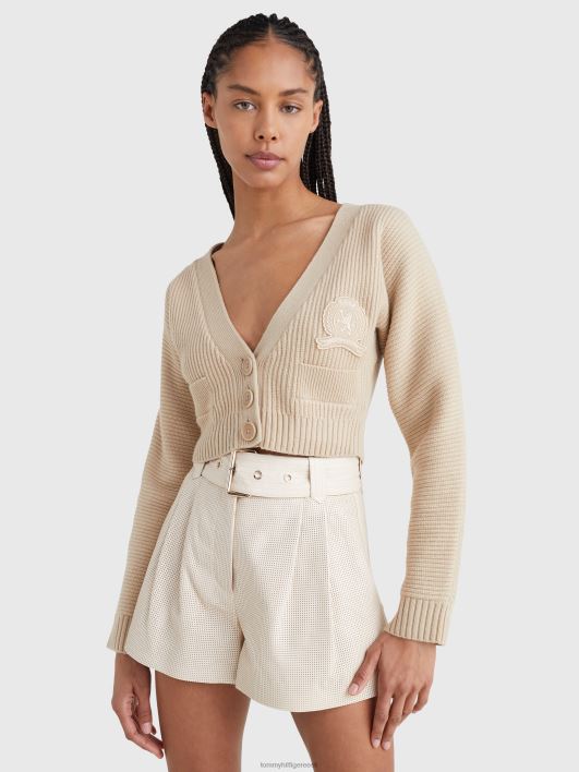 crest lõdvestunud villane kašmiirkardigan RJV622211 beež kivi Tommy Hilfiger