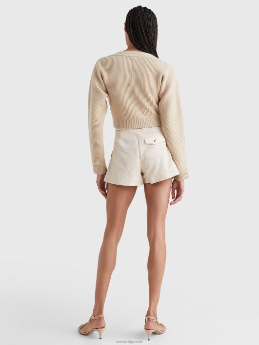 crest lõdvestunud villane kašmiirkardigan RJV622211 beež kivi Tommy Hilfiger