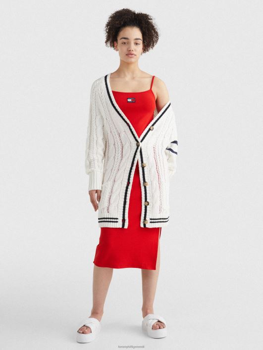 embleemi kaabliga kootud ülisuur kardigan RJV622191 ecru/multi Tommy Hilfiger