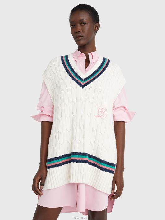 ikoonid ülisuur kaabliga kootud kampsun vest RJV622225 ekru Tommy Hilfiger