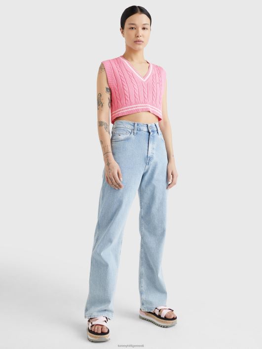 kärbitud kaabliga kootud vest RJV622165 värske roosa Tommy Hilfiger