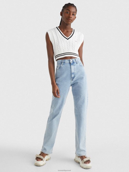 kärbitud kaabliga kootud vest RJV622184 ekru Tommy Hilfiger