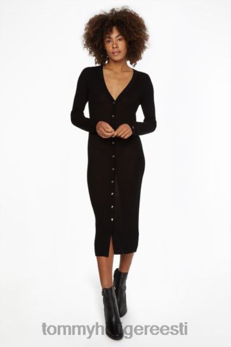 maxi v-kaelusega kardigan RJV623394 must Tommy Hilfiger