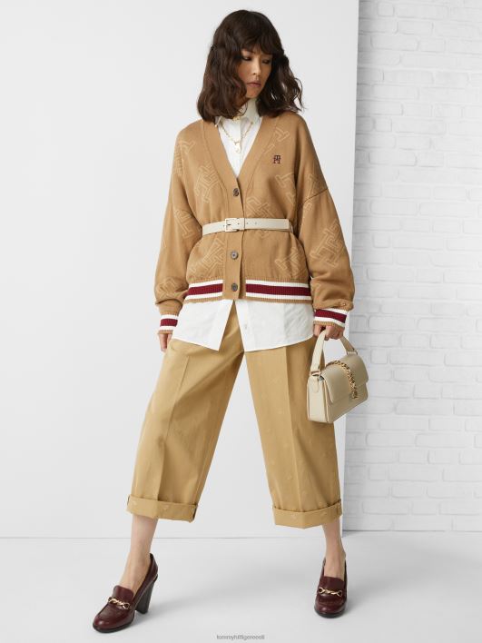monogrammiga lõdvestunud kardigan RJV622182 maakoha khaki Tommy Hilfiger