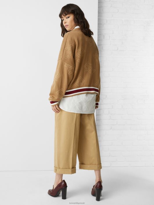 monogrammiga lõdvestunud kardigan RJV622182 maakoha khaki Tommy Hilfiger