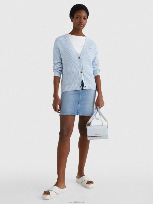 orgaanilisest puuvillast v-kaelusega lõdvestunud kardigan RJV622210 tuuline sinine Tommy Hilfiger
