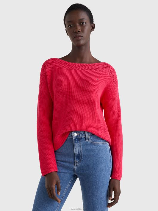 paadikaelusega lõdvestunud džemper RJV622231 roosa hiilgus Tommy Hilfiger