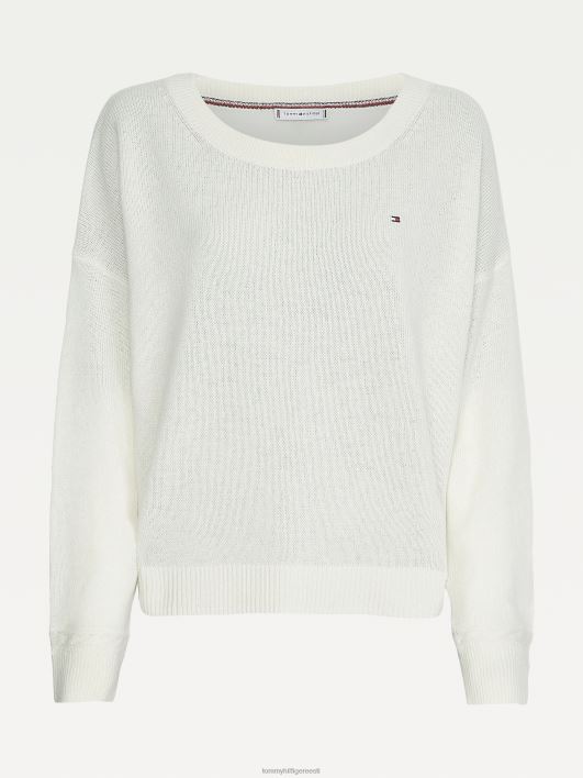 puhtast villast ümarkaelusega kampsun RJV622209 ekru Tommy Hilfiger