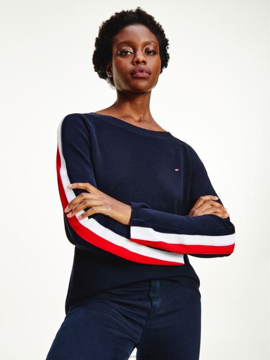 signatuurvarrukatega ümarkaelusega kampsun RJV622200 kõrbe taevas Tommy Hilfiger