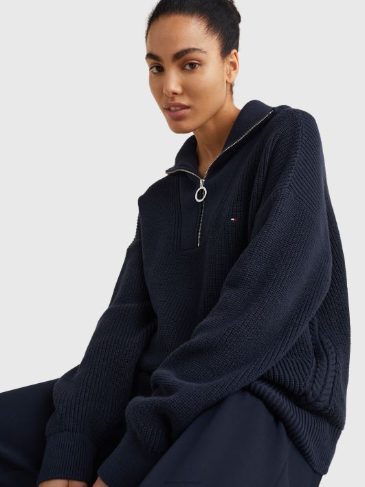 soonik kootud pooltõmblukuga lõdvestunud džemper RJV622207 kõrbe taevas Tommy Hilfiger