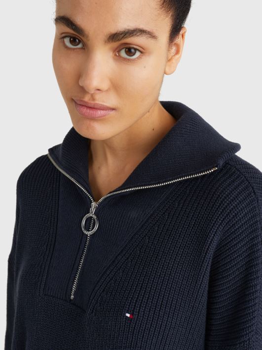 soonik kootud pooltõmblukuga lõdvestunud džemper RJV622207 kõrbe taevas Tommy Hilfiger