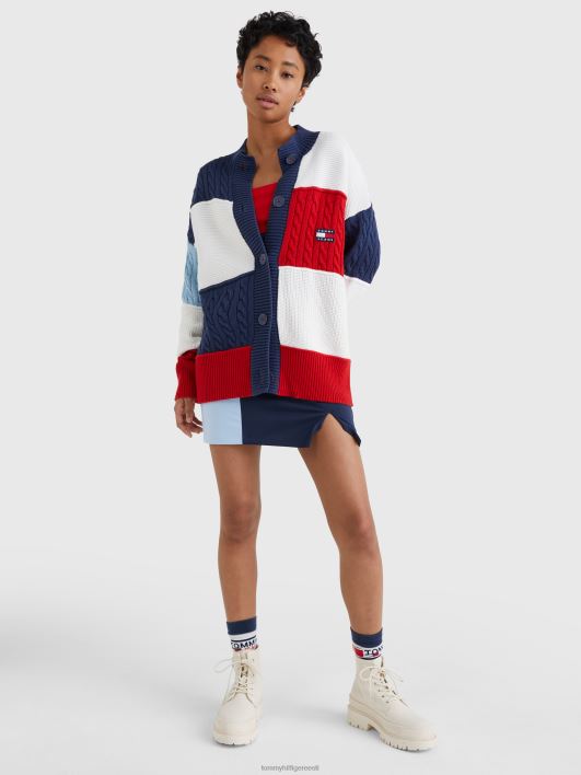värviplokiga segakootud ülisuur kardigan RJV622158 ecru/multi Tommy Hilfiger