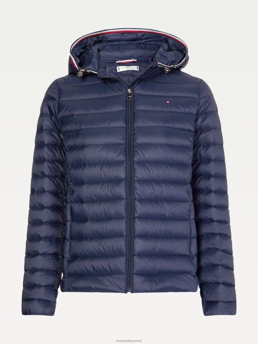 hädavajalik suletäidisega tepitud kapuutsiga jope RJV621992 kõrbe taevas Tommy Hilfiger