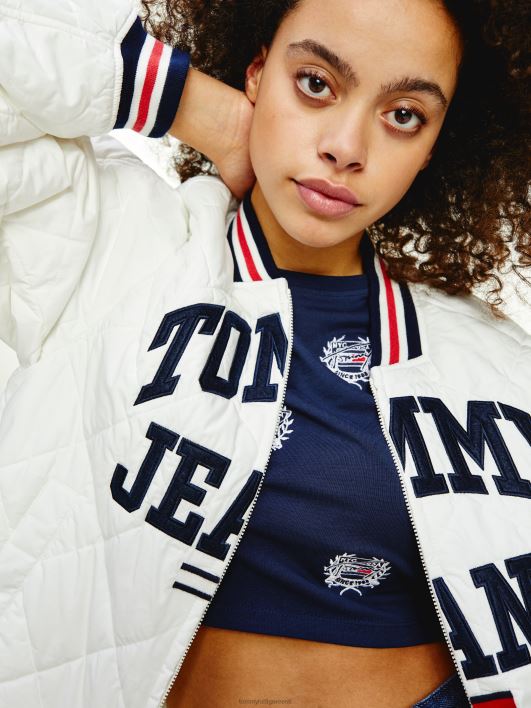 kolledži teemanttepitud lukuga jakk RJV622007 ekru Tommy Hilfiger