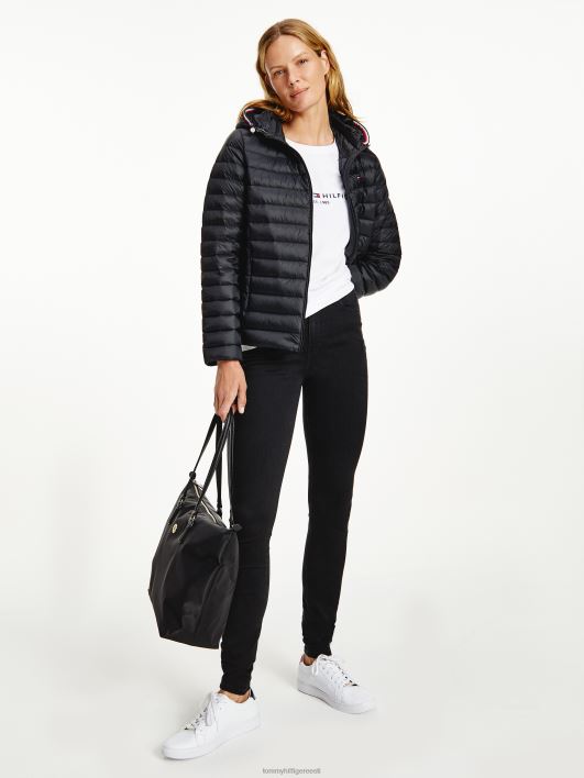 tepitud kapuutsiga jope RJV621987 must Tommy Hilfiger