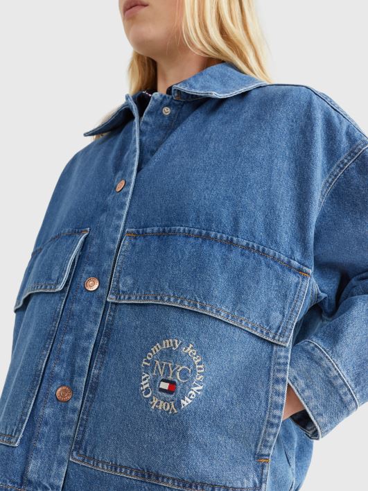 tikitud taaskasutatud teksajakk RJV622016 denim keskmine Tommy Hilfiger