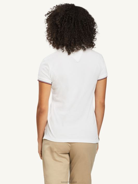 globaalse triibuga avatud kaelusega slim fit polosärk RJV622368 valge Tommy Hilfiger