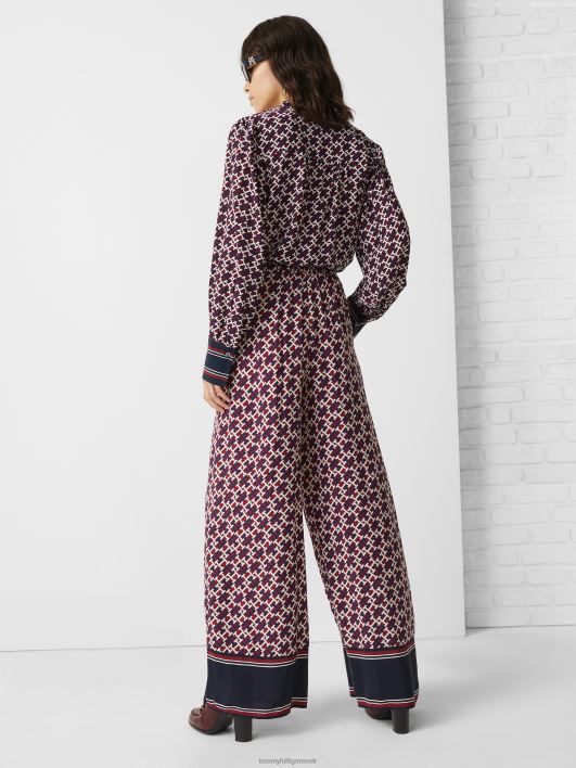 monogramm lõdvestunud laia säärega püksid RJV622279 rouge/monogram red valge sinine Tommy Hilfiger