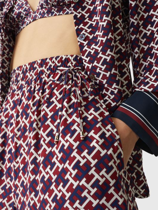 monogramm lõdvestunud laia säärega püksid RJV622279 rouge/monogram red valge sinine Tommy Hilfiger