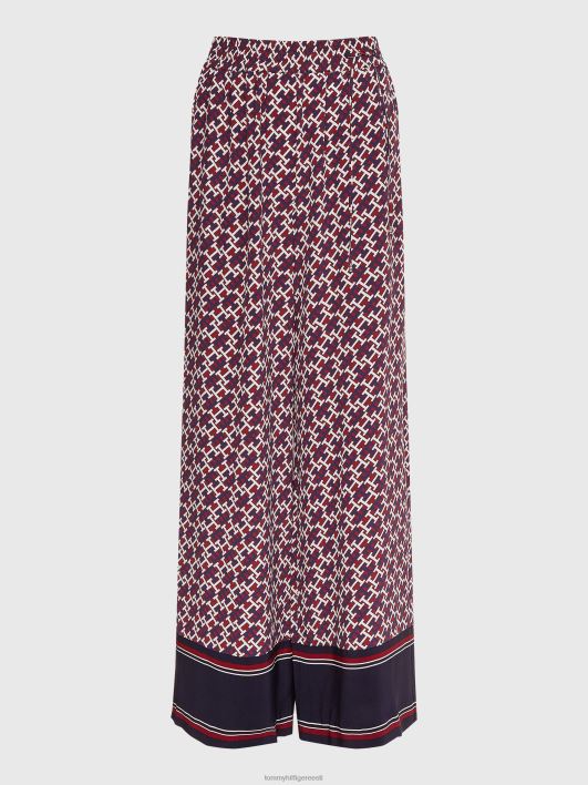 monogramm lõdvestunud laia säärega püksid RJV622279 rouge/monogram red valge sinine Tommy Hilfiger