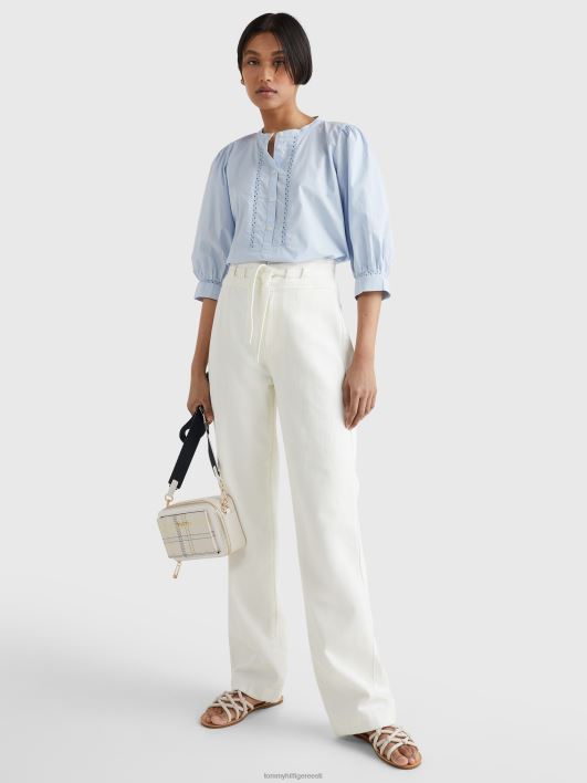 teksariidest kõrged pingevabad sirged püksid RJV622284 th optika valge Tommy Hilfiger