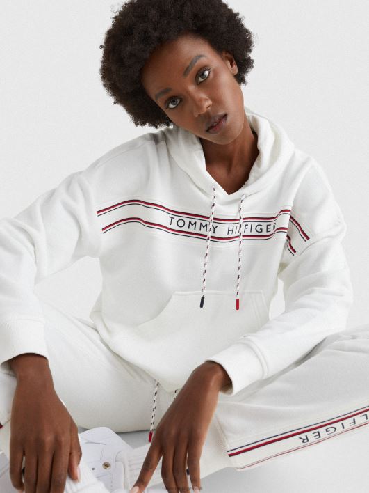 signatuuril teibiga pingutusnööriga kapuuts RJV622274 valge Tommy Hilfiger