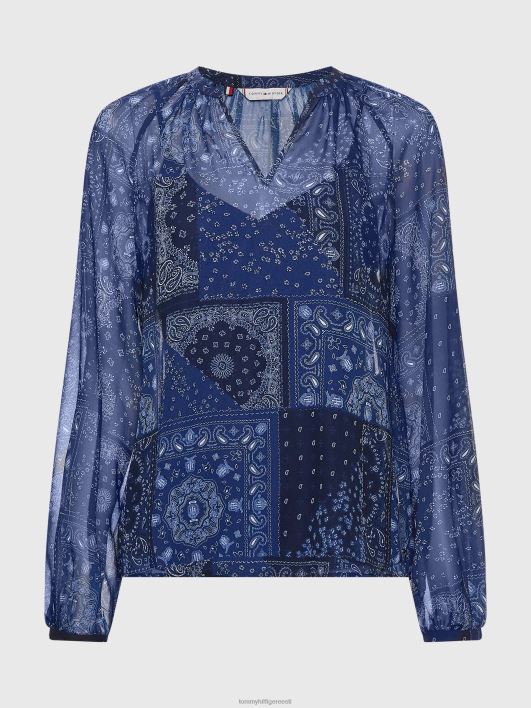 Paisley mustriga lõdvestunud pluus RJV622413 lapiline bandana/kõrbetaevas Tommy Hilfiger