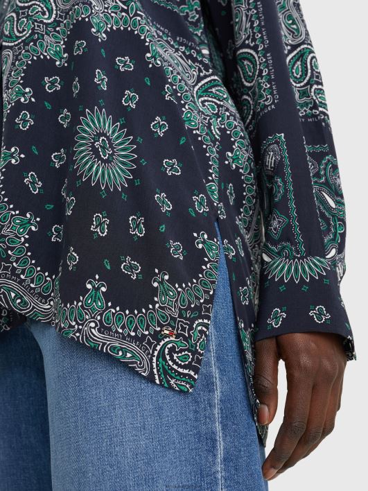 lõdvestunud istuv bandaanimustriga viskoospluus RJV622395 asetatud bandana/kõrbetaevas Tommy Hilfiger