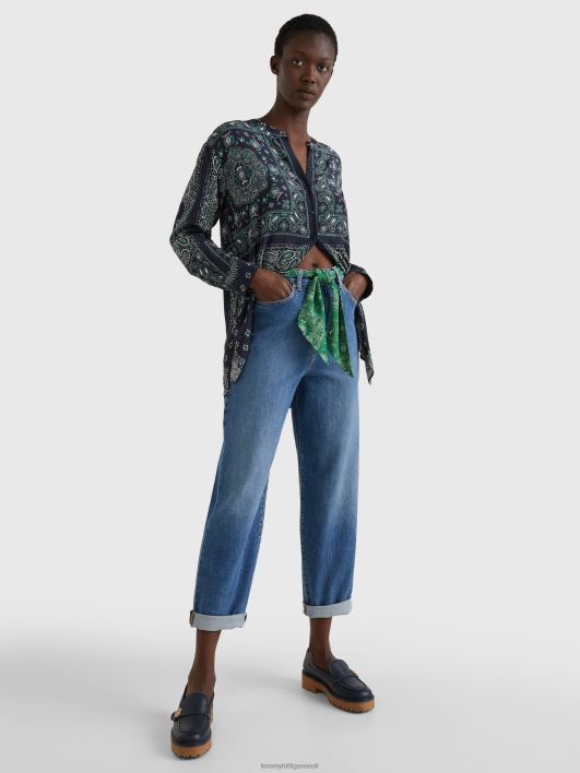 lõdvestunud istuv bandaanimustriga viskoospluus RJV622395 asetatud bandana/kõrbetaevas Tommy Hilfiger