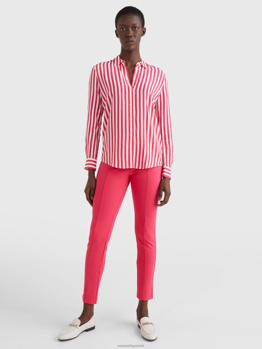 monogrammi viskoosist tavalise sobivusega särk RJV622397 pankuritriip/roosa hiilgus Tommy Hilfiger