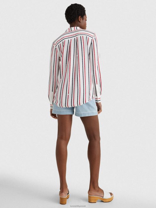 monogrammi viskoosist tavalise sobivusega särk RJV622402 täpiline triip/valge maapind Tommy Hilfiger