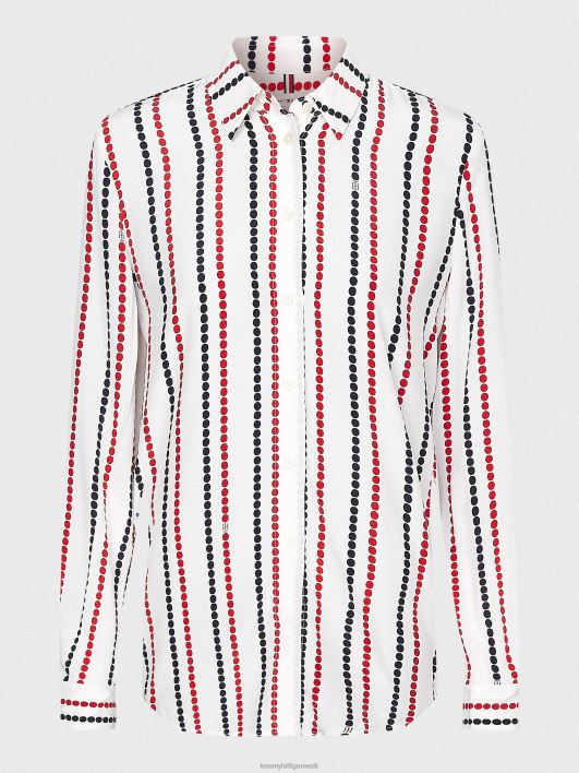 monogrammi viskoosist tavalise sobivusega särk RJV622402 täpiline triip/valge maapind Tommy Hilfiger