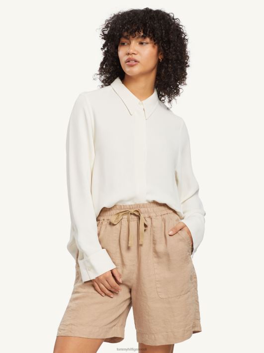 preppy krepp pikkade varrukatega särk RJV622420 elevandiluust Tommy Hilfiger