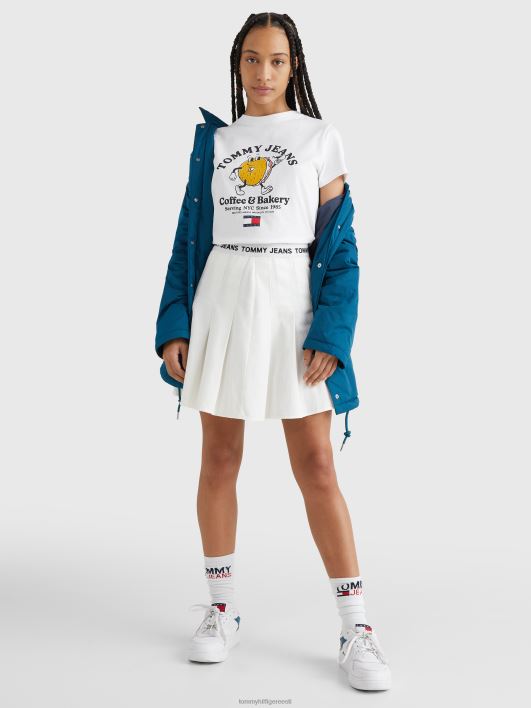 logoga vöökohaga plisseeritud miniseelik RJV622482 valge Tommy Hilfiger